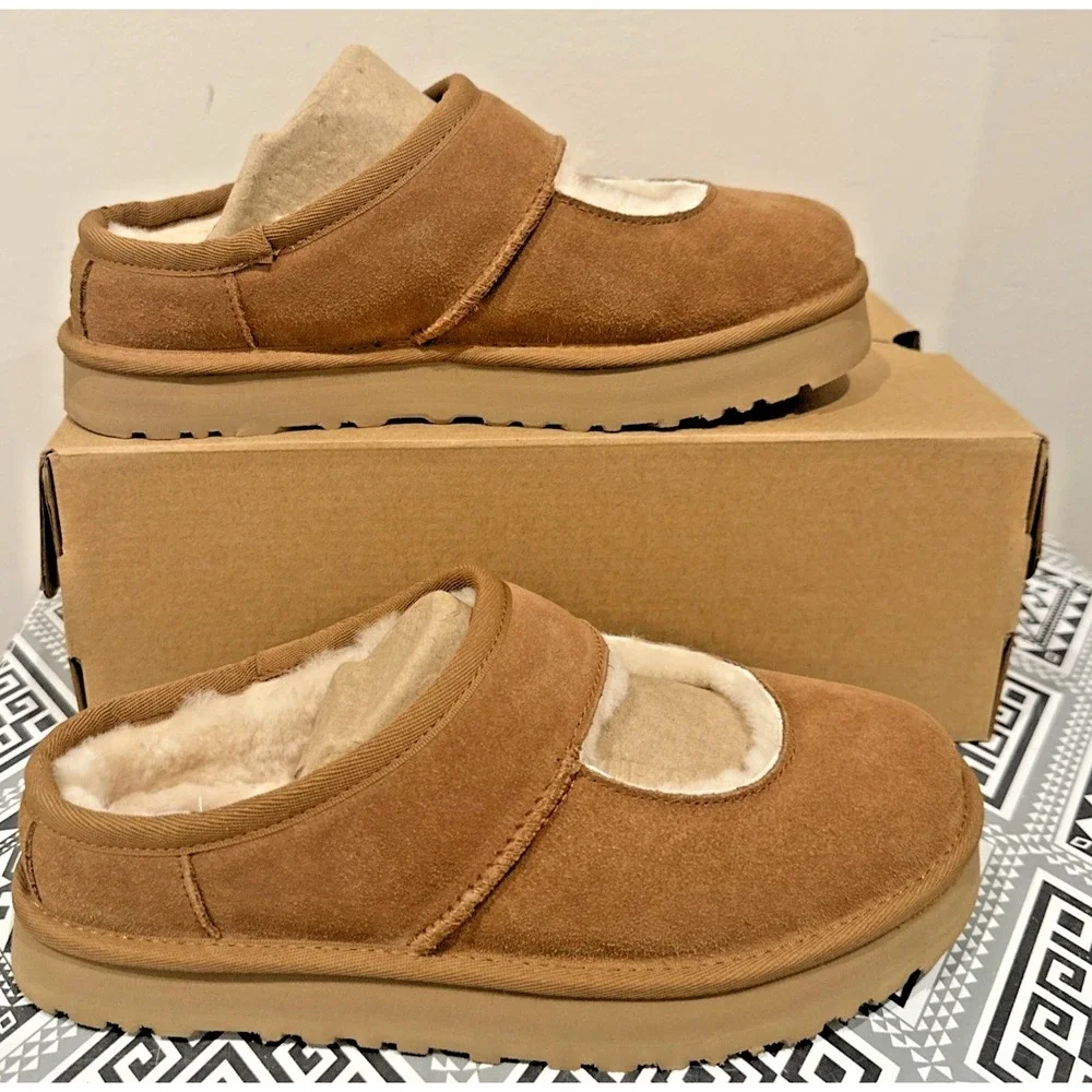 UGG Youth Size 6/ EU 38 Bea Mary Jane‎ Chunky Platform Mules Chestnut Authentic